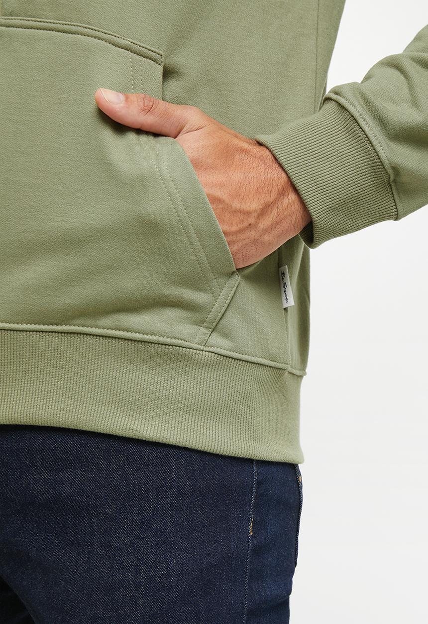 Ben Sherman - Target emb zip thru hoody - olive