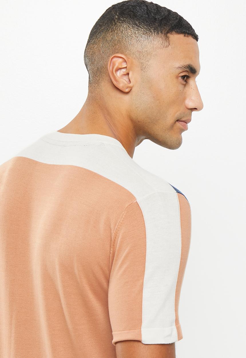 POLO - Men colourblock knitted tee - navy