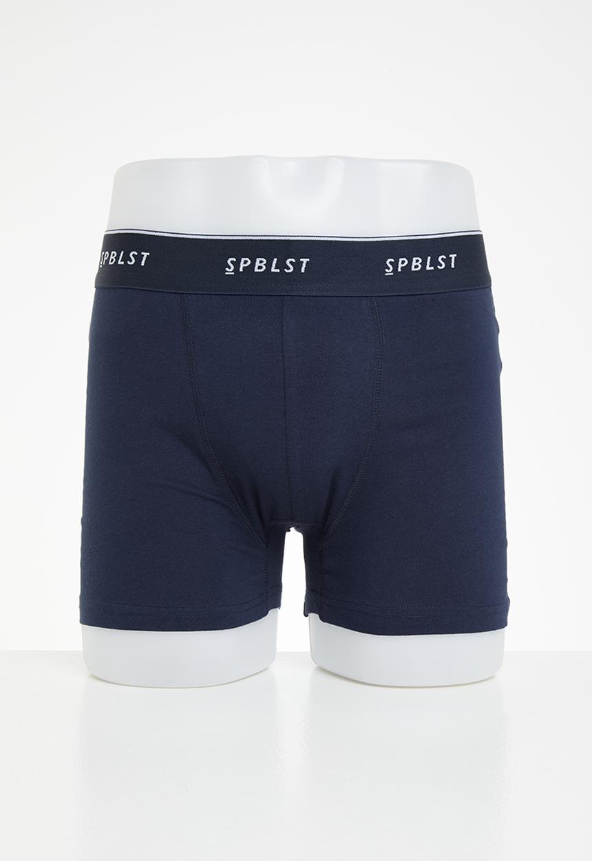 Superbalist - 3 pk knitted cotton boxer - navy