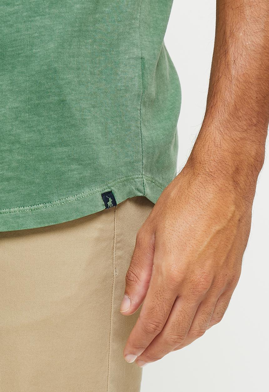 POLO - Men pjc clive short sleeve overdyed tee - green