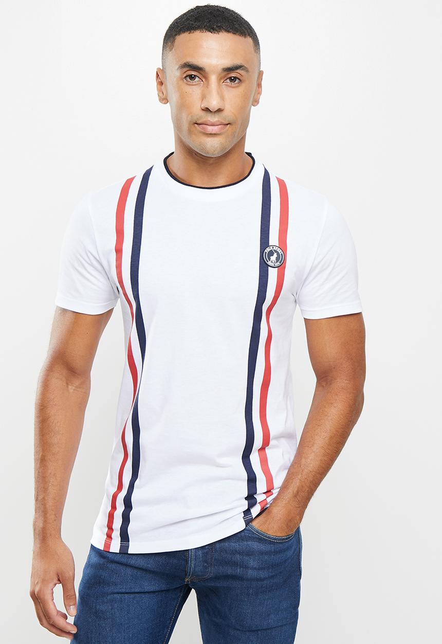 POLO - Men sport dumisani stripe tee - white