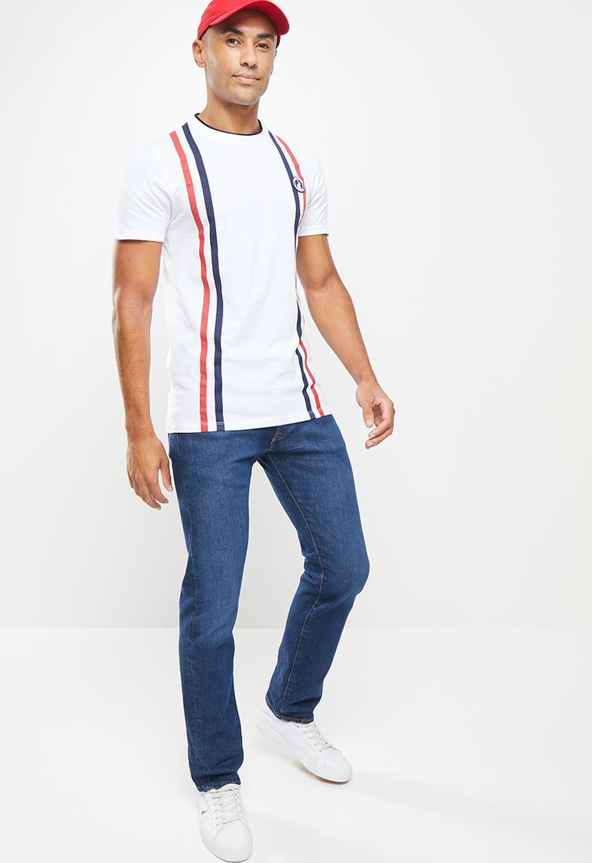 POLO - Men sport dumisani stripe tee - white