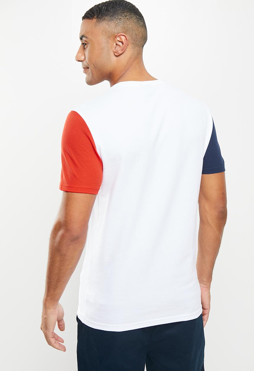 POLO - Men sport anele colour block tee - white
