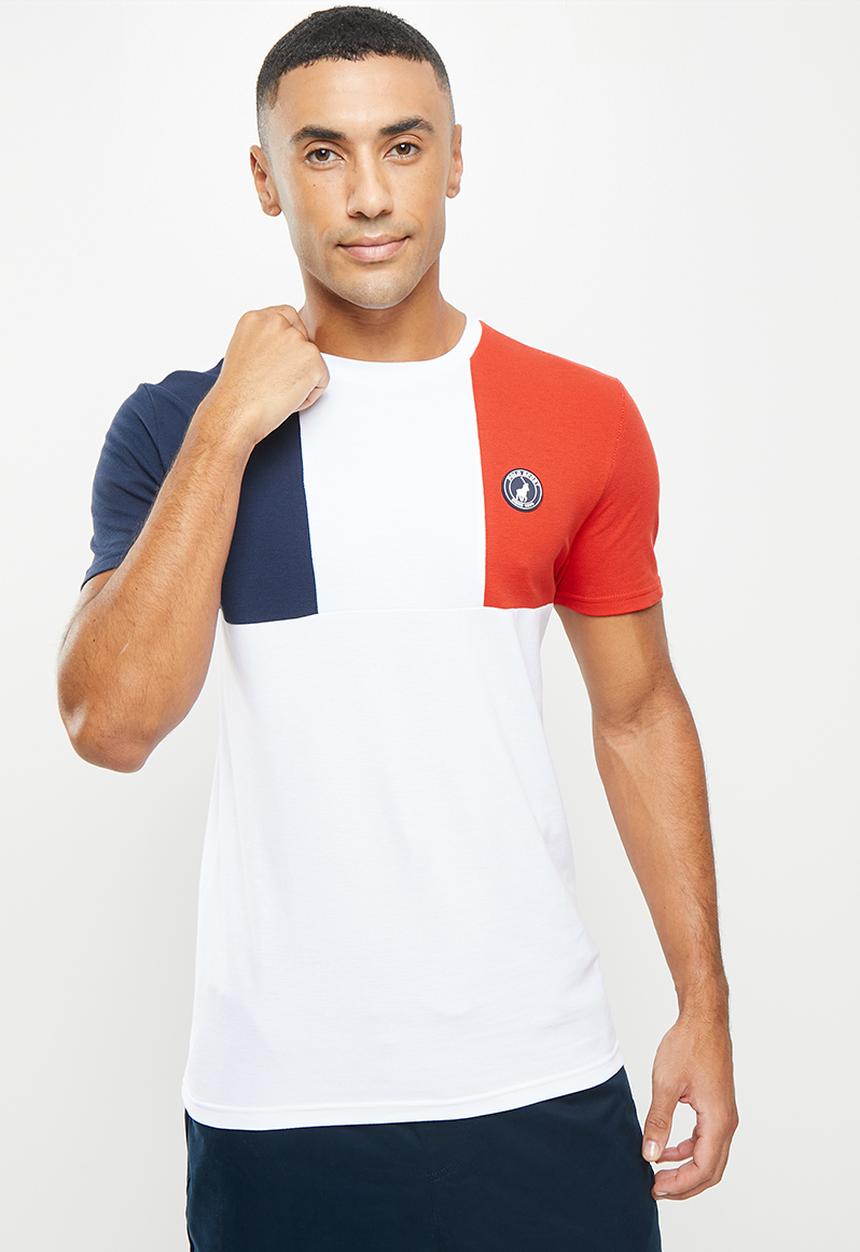 POLO - Men sport anele colour block tee - white