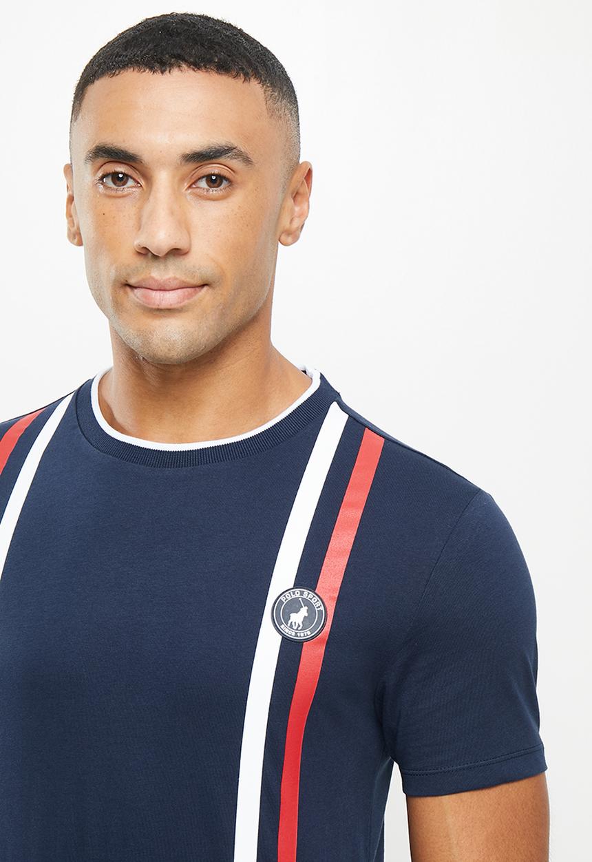 POLO - Men sport dumisani stripe tee - navy