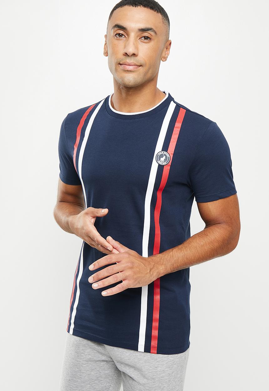POLO - Men sport dumisani stripe tee - navy