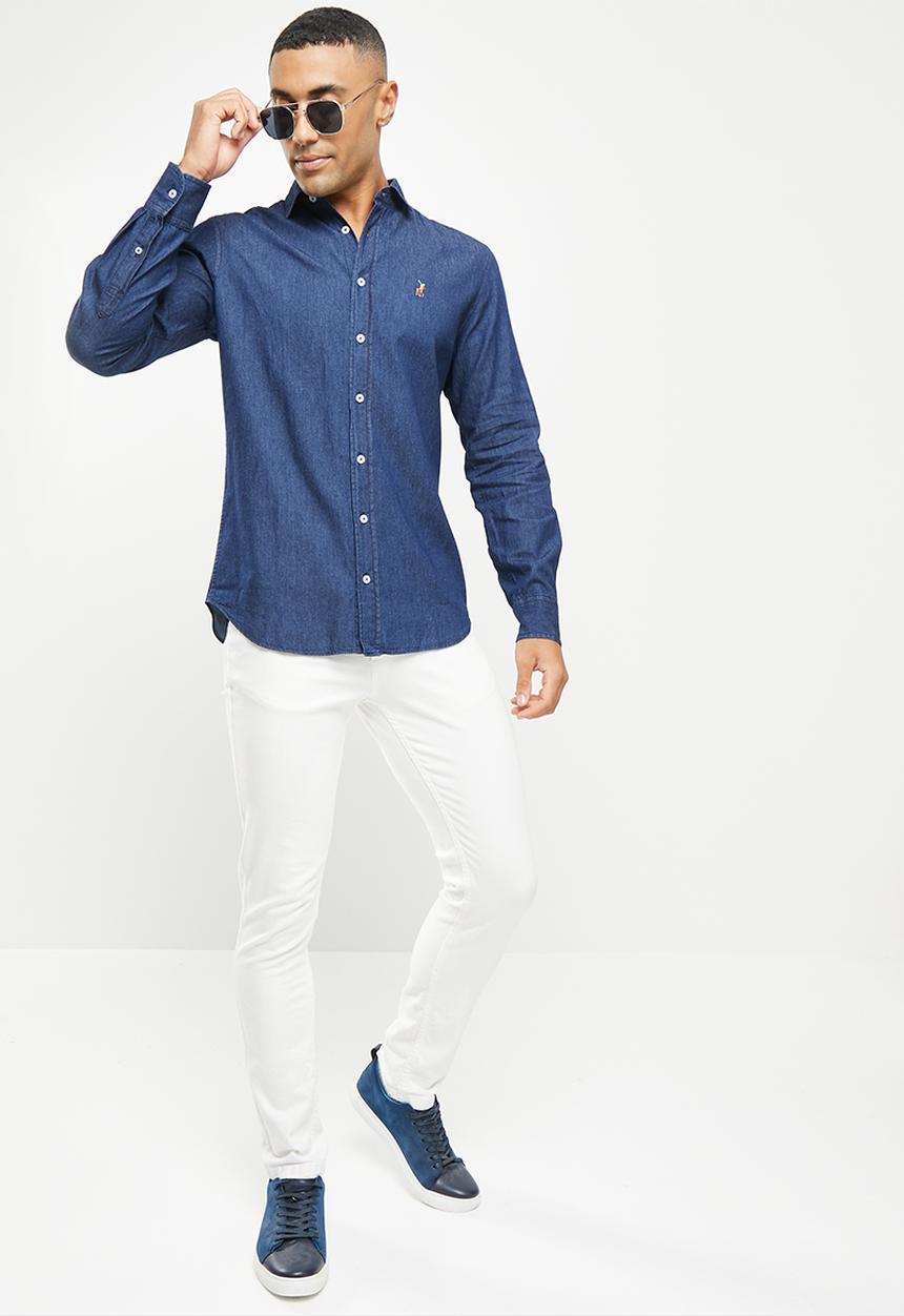 POLO - Men pjc tony ls denim shirt - dark wash