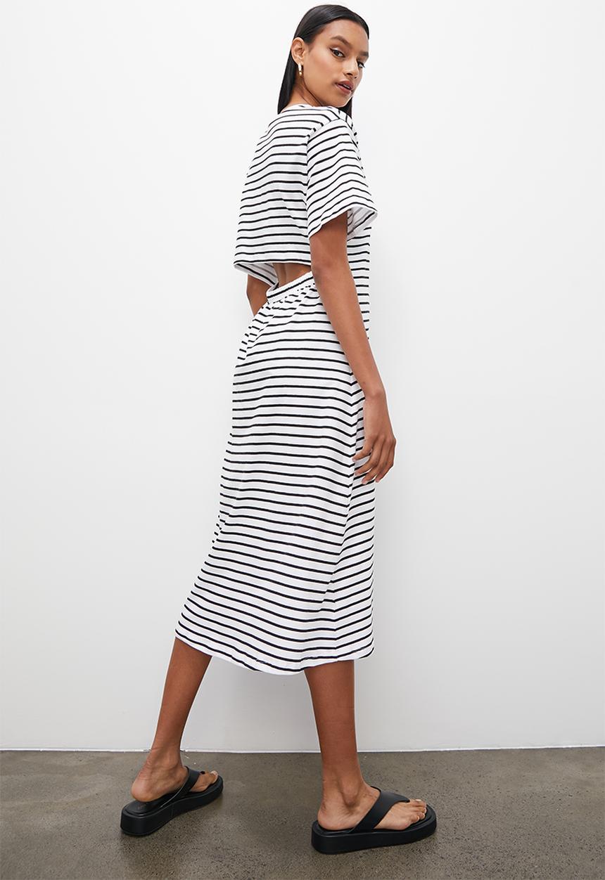 Superbalist - Open back knit dress midi - black & white
