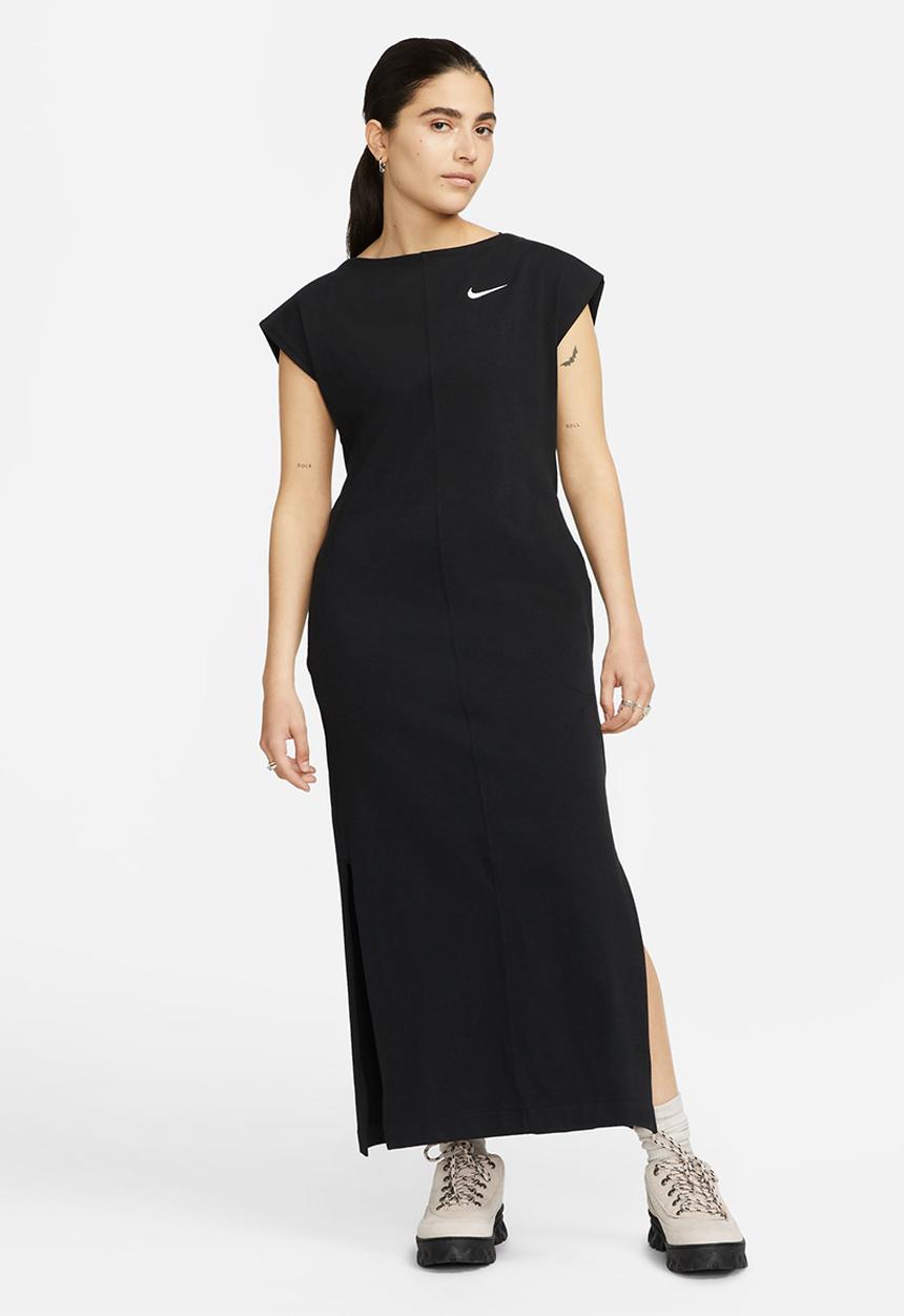 Nike - W nsw jrsy short sleeve dress midi - black