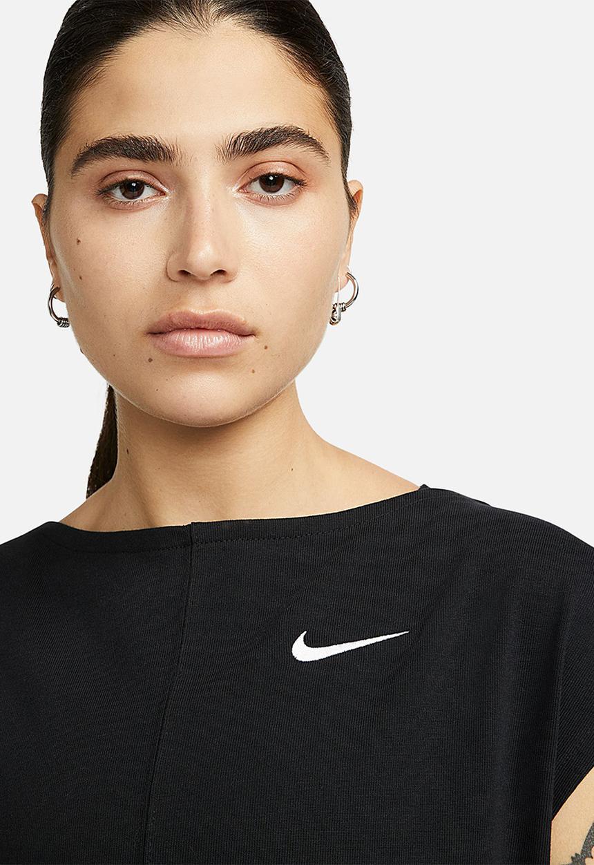 Nike - W nsw jrsy short sleeve dress midi - black