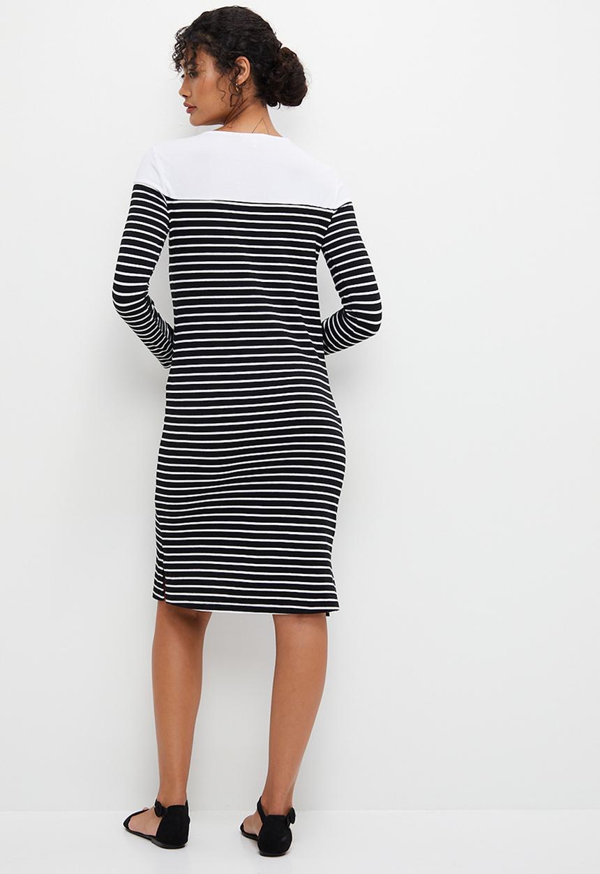 edit - Border stripe tee dress - black & white