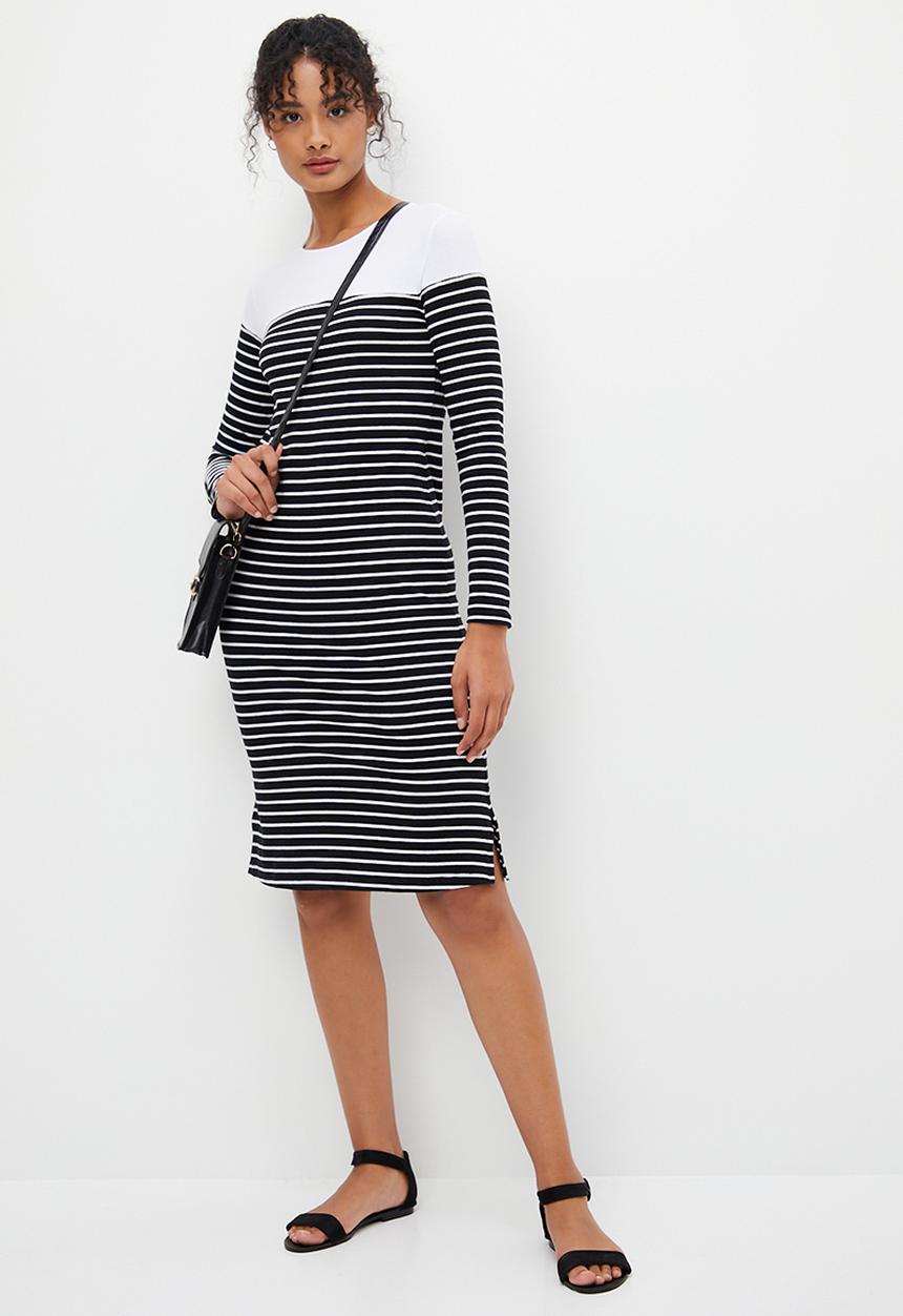 edit - Border stripe tee dress - black & white