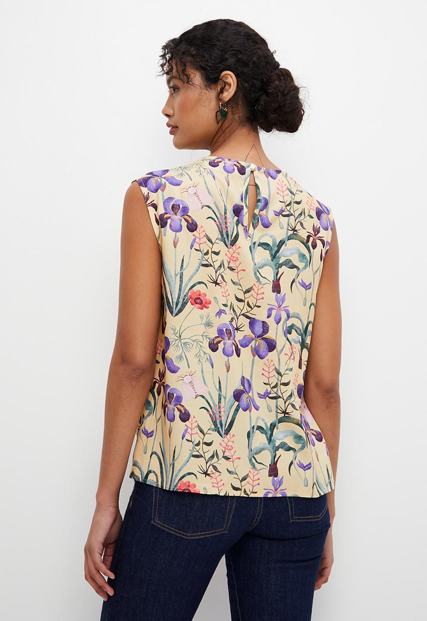 edit - Basic woven shell - soft yellow botanical