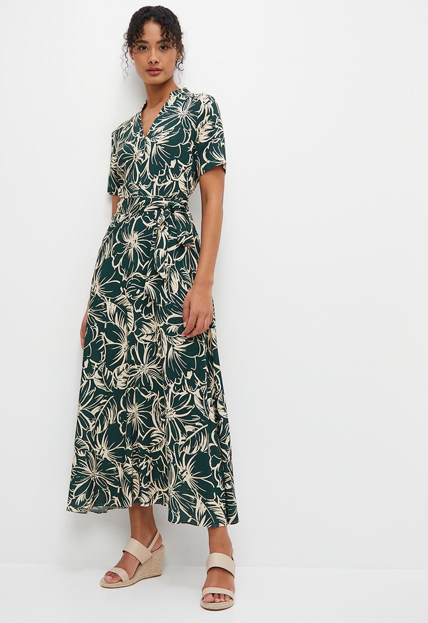 edit - Mandarin belted maxi - olive