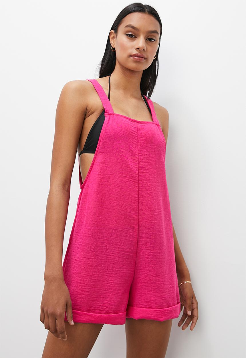 Superbalist - Linen romper - dark fuschia purple