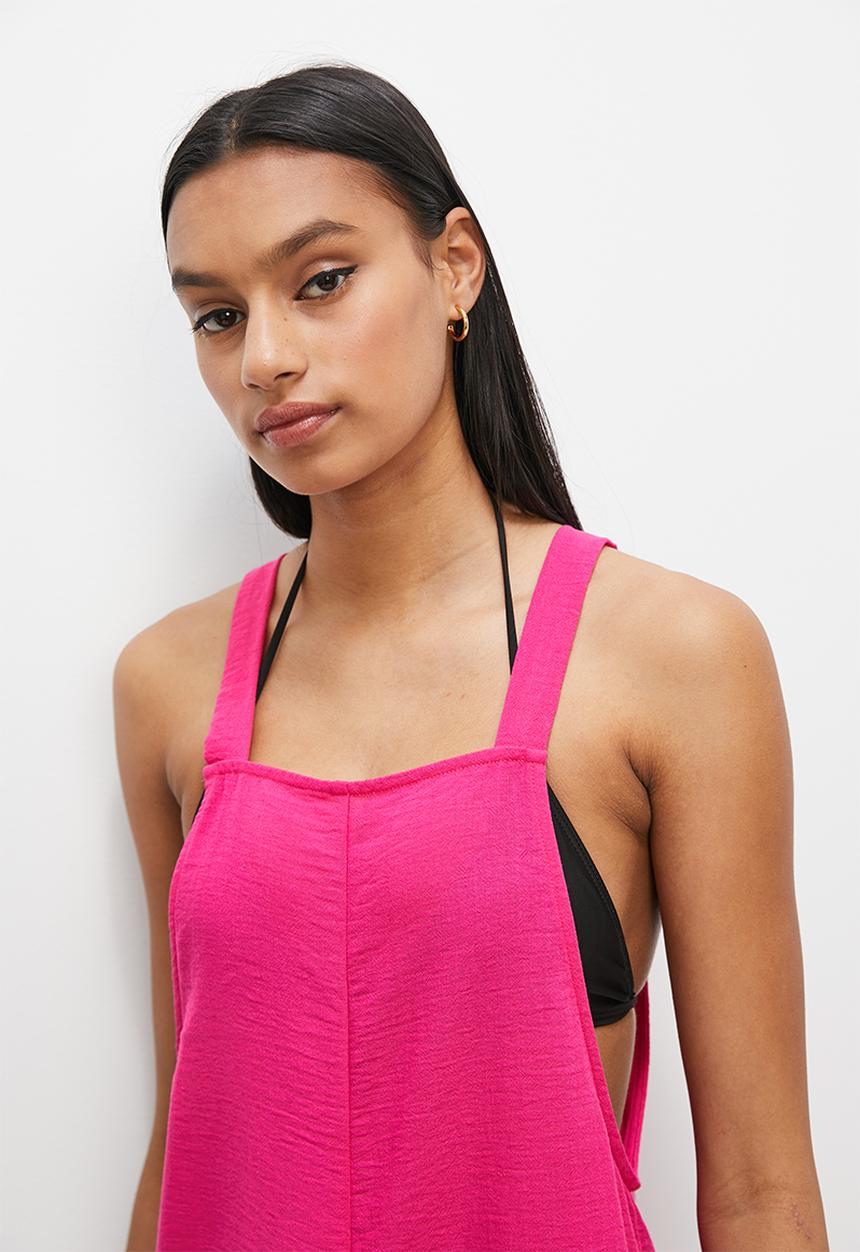 Superbalist - Linen romper - dark fuschia purple