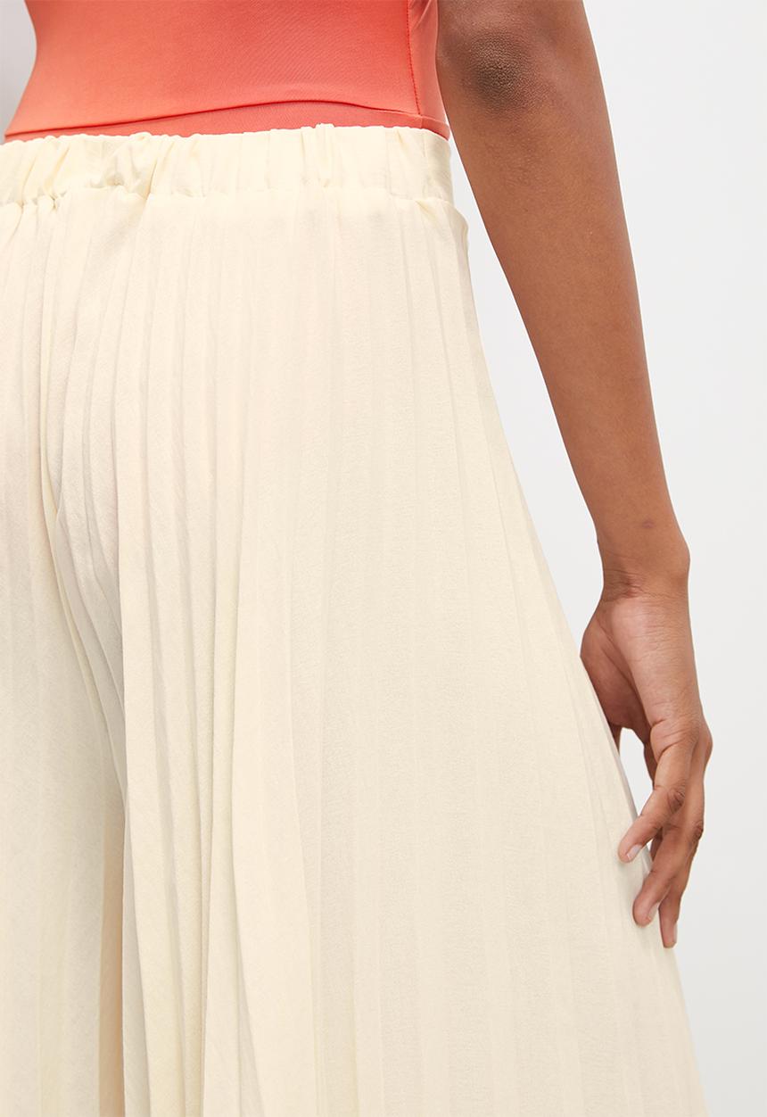 VELVET - Pleated palazzo pant - ecru