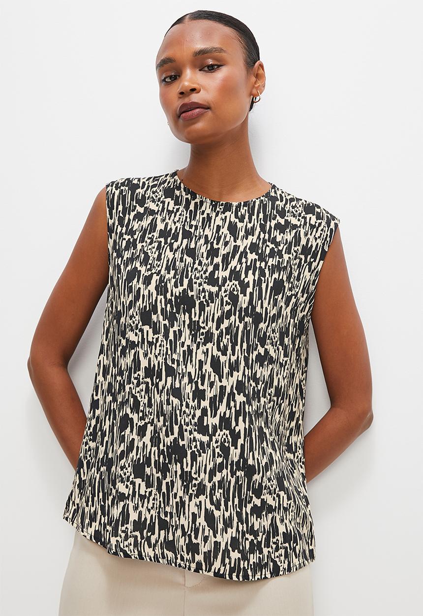 edit - Basic woven shell - scratchy mono print