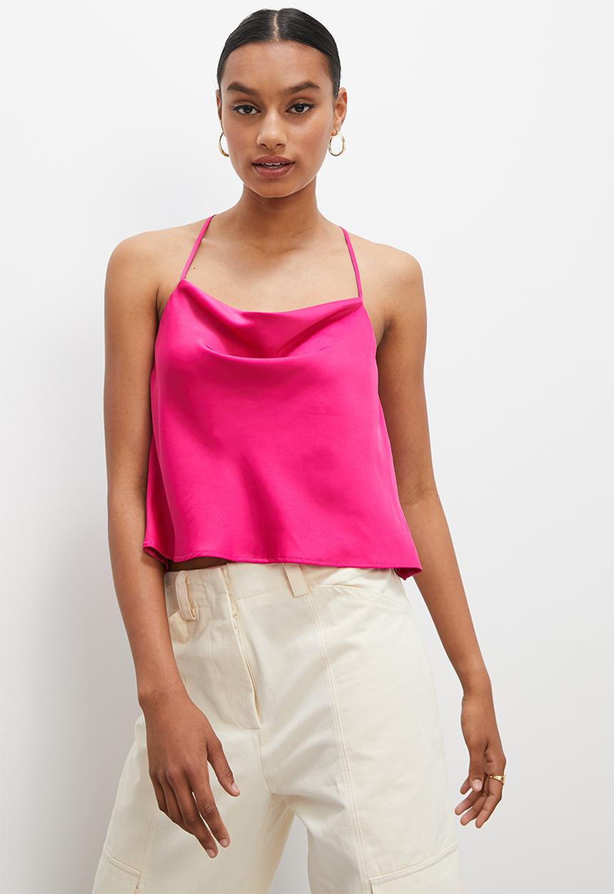 VELVET - Cowl cami blouse with split back - cerise pink