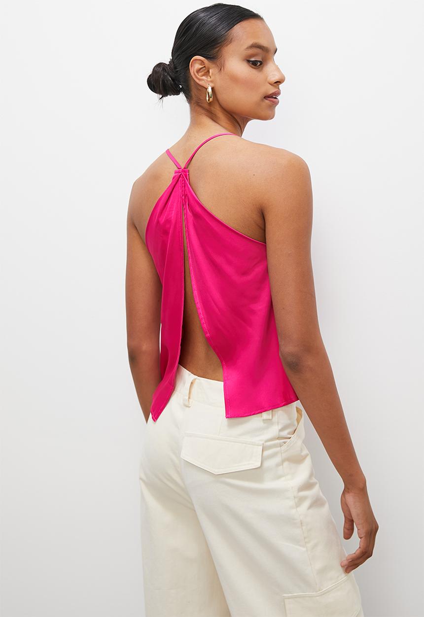 VELVET - Cowl cami blouse with split back - cerise pink