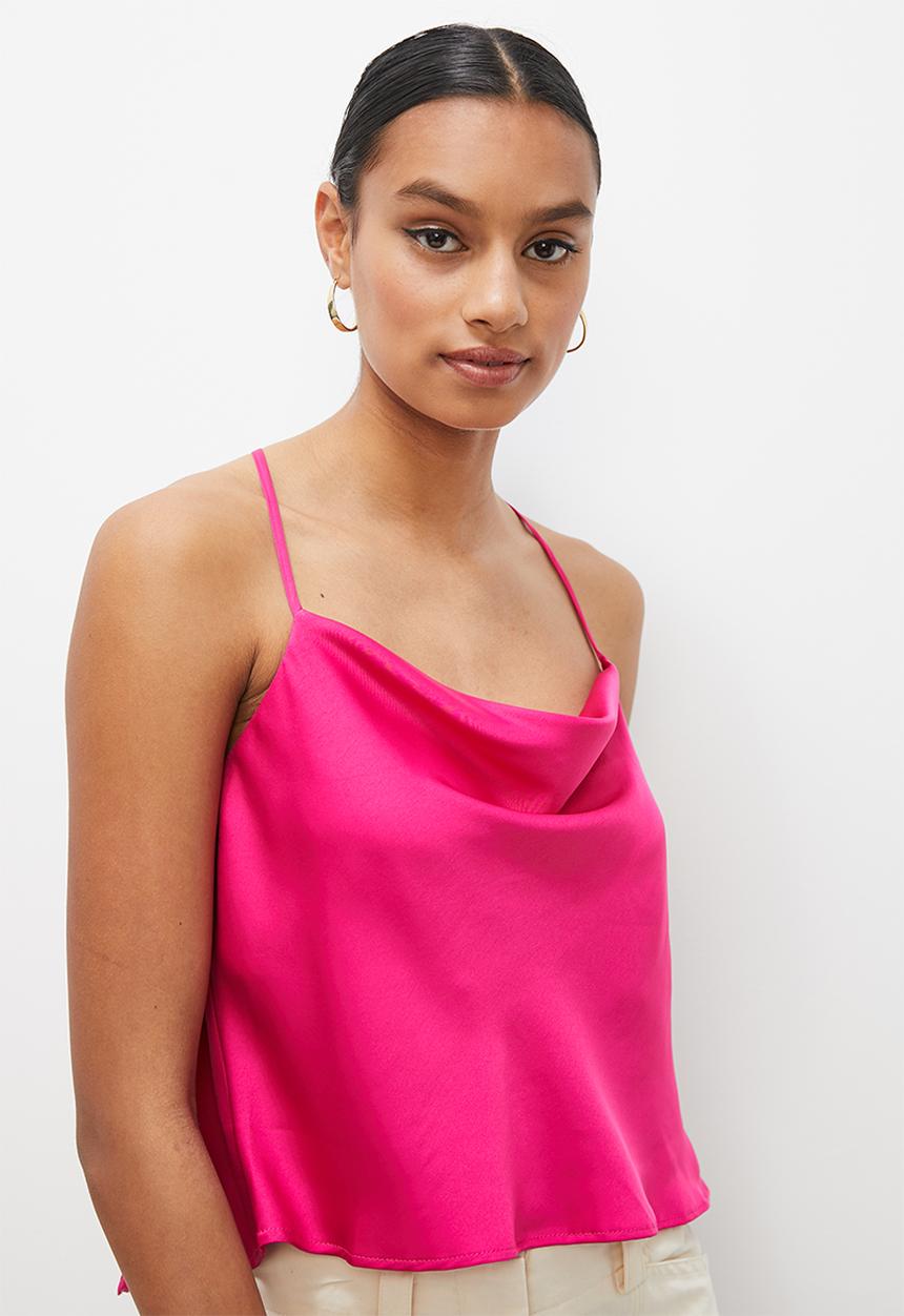 VELVET - Cowl cami blouse with split back - cerise pink
