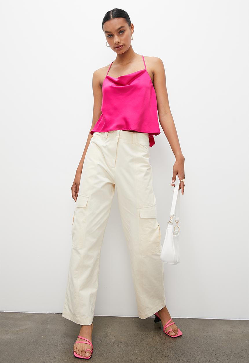 VELVET - Cowl cami blouse with split back - cerise pink