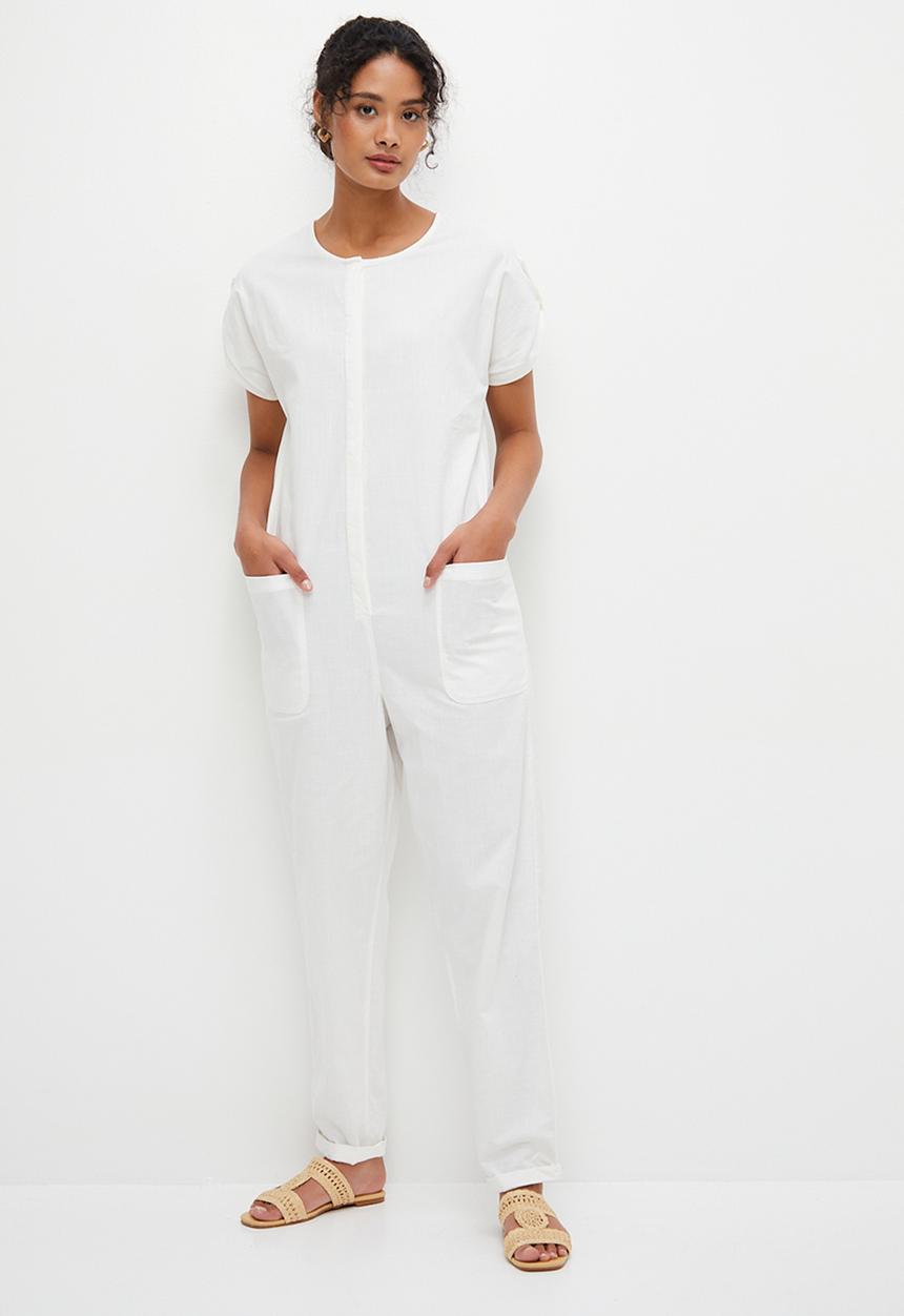 edit - Round neck loose fit jumpsuit - milk