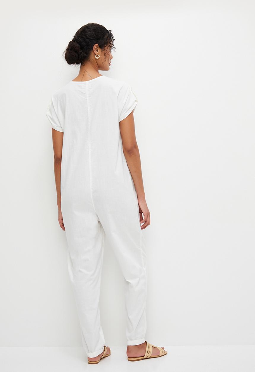 edit - Round neck loose fit jumpsuit - milk