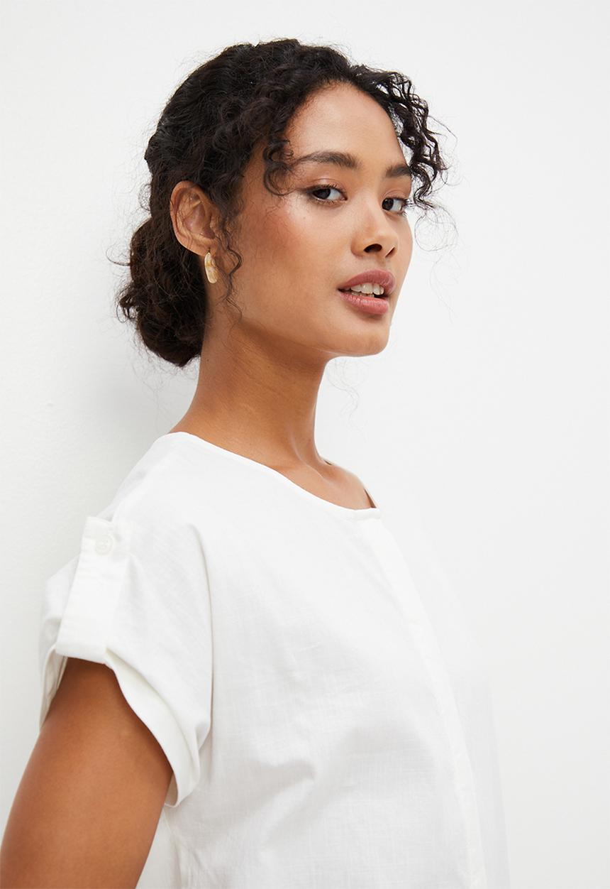 edit - Round neck loose fit jumpsuit - milk