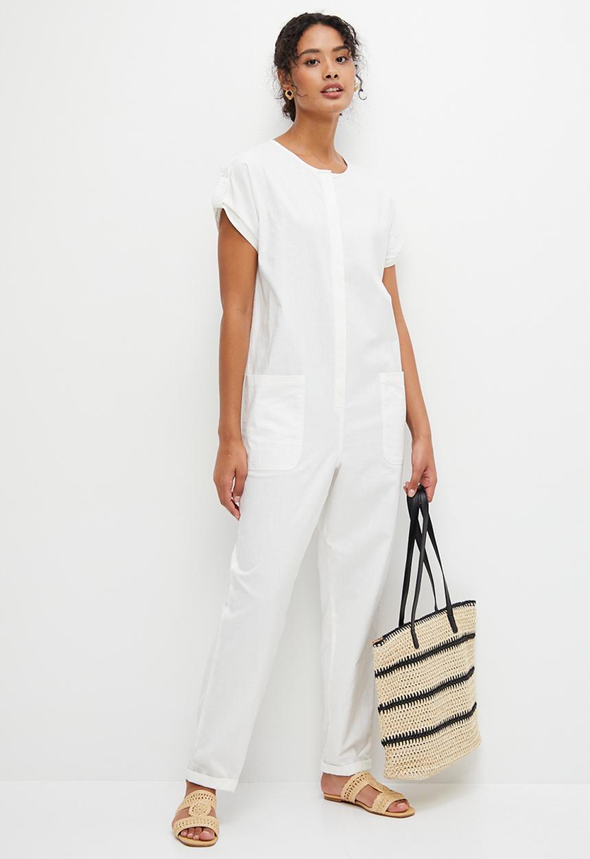 edit - Round neck loose fit jumpsuit - milk
