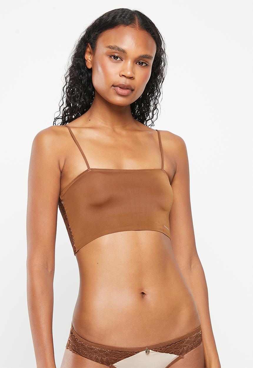 KANGOL - Bonded non-padded bandeau crop - chocolate
