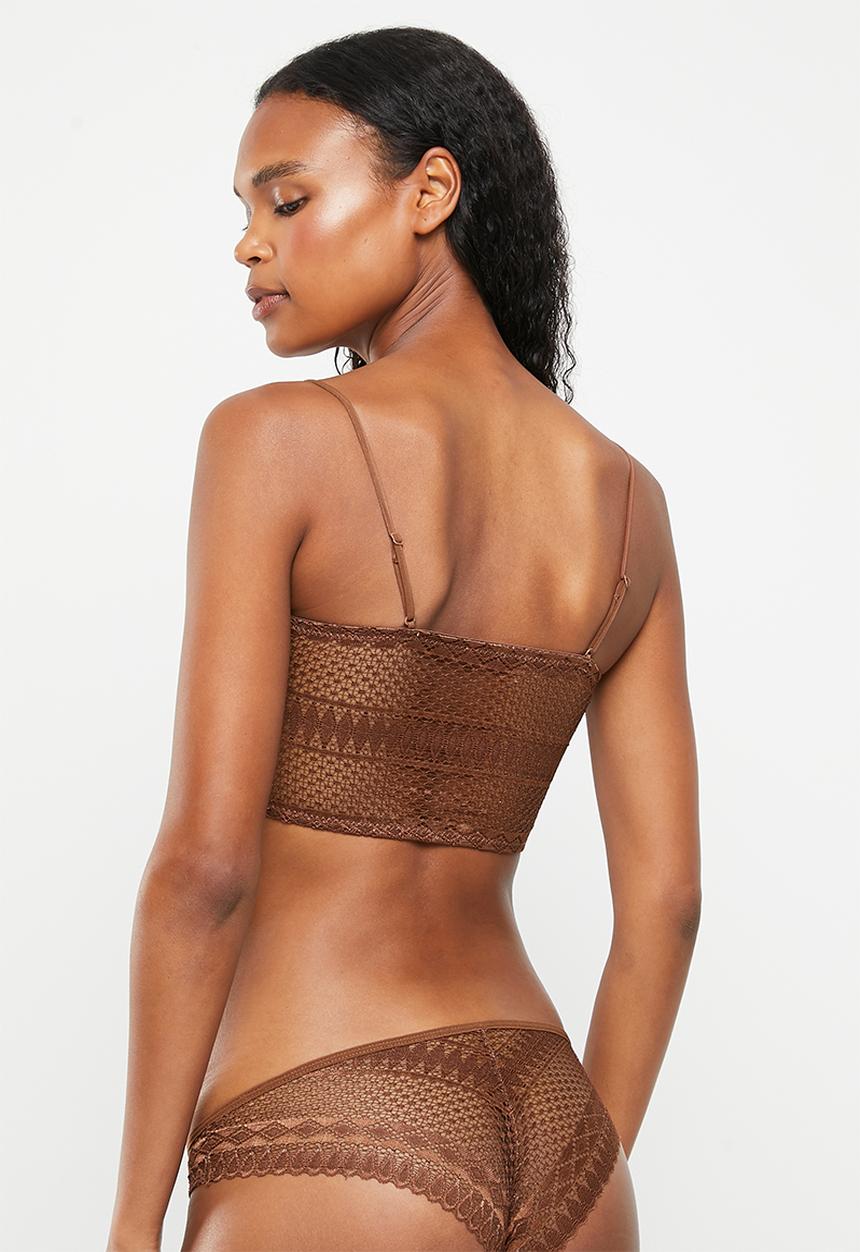 KANGOL - Bonded non-padded bandeau crop - chocolate
