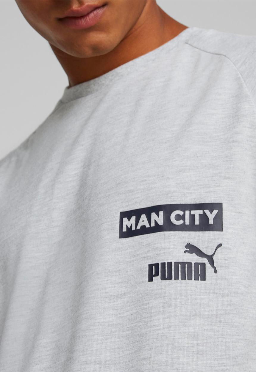 PUMA - Mcfc casuals tee - light gray heather-parisian night
