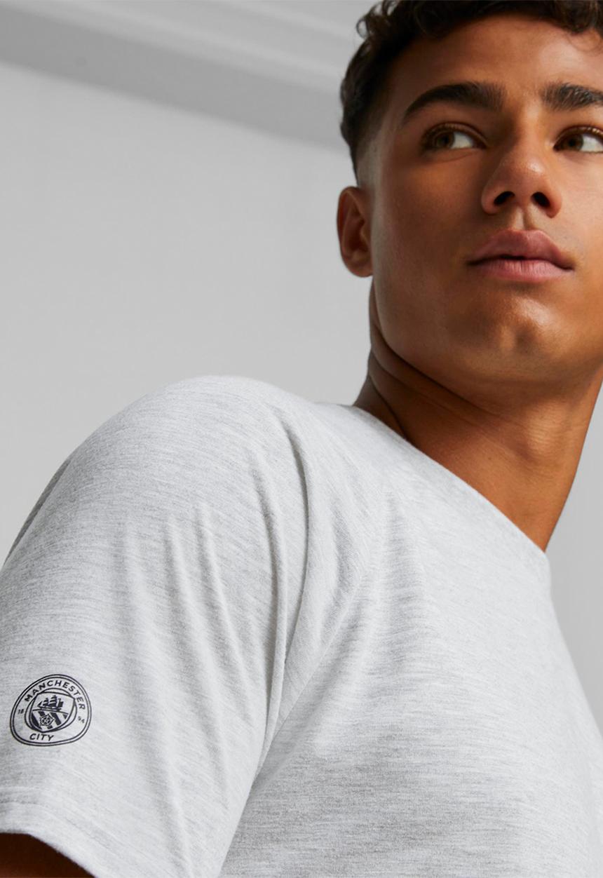 PUMA - Mcfc casuals tee - light gray heather-parisian night
