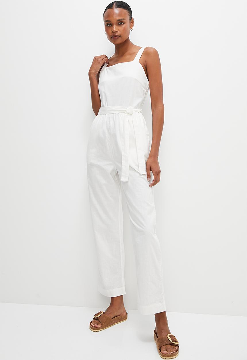edit - Cotton square neck jumpsuit - milk