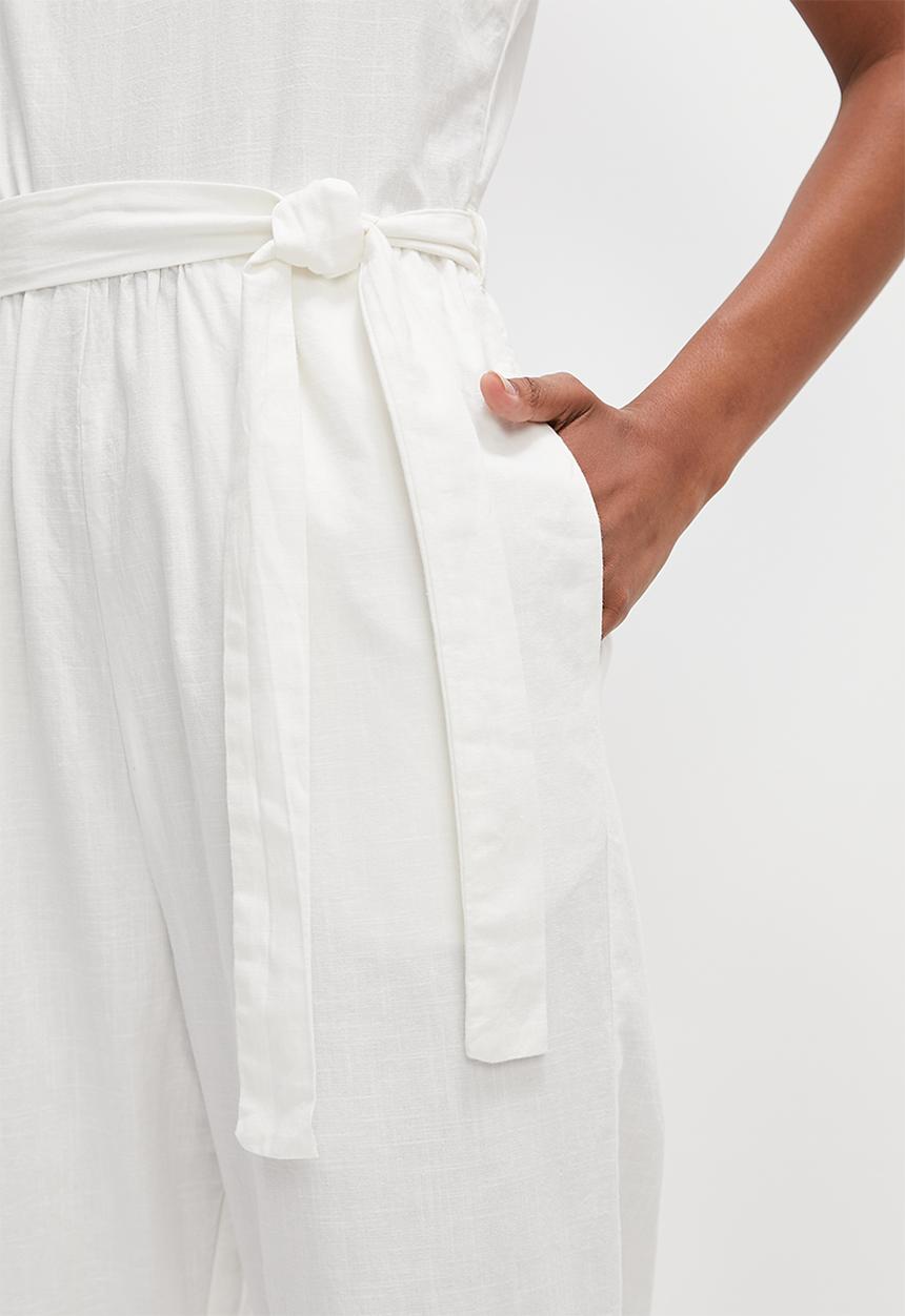 edit - Cotton square neck jumpsuit - milk