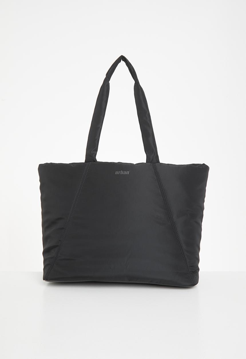 urban° - Urban padded tote tonal high square print bag - jet black