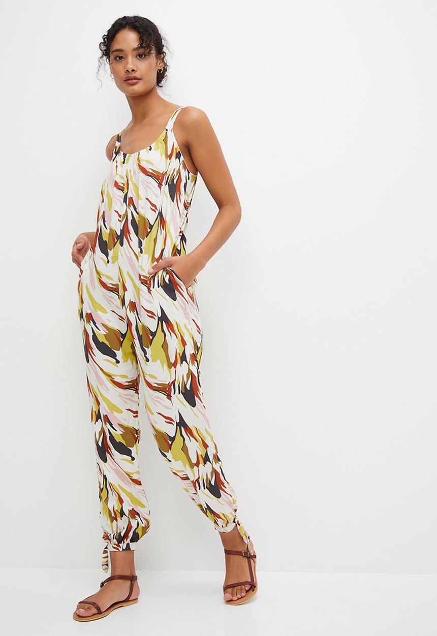 edit - Scoop neck tie detail jumpsuit - multi