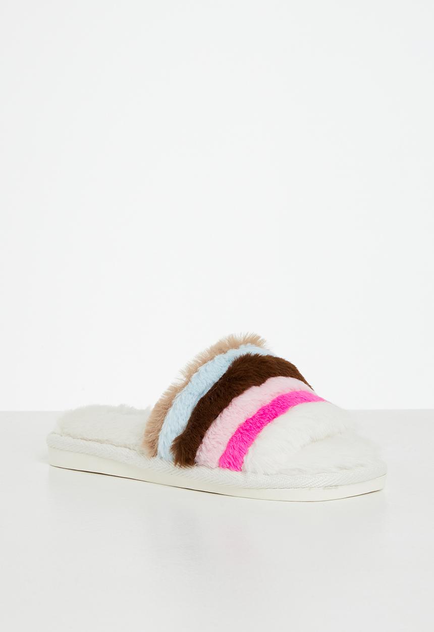 Cotton On - Square toe slide slipper - rainbow stripe
