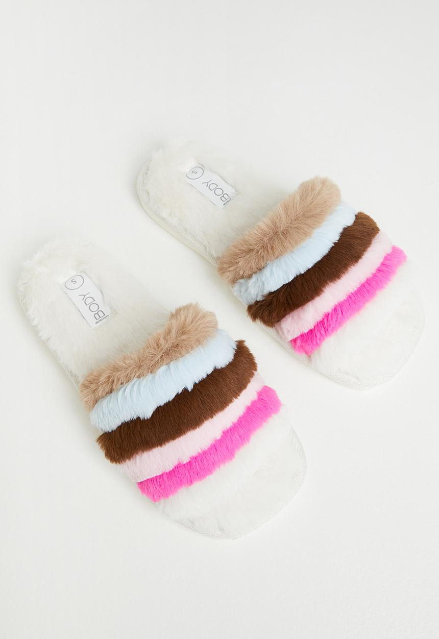 Cotton On - Square toe slide slipper - rainbow stripe