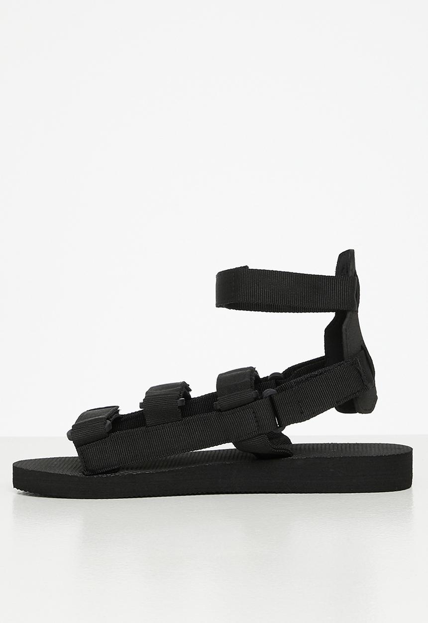 Tom Tom - Gladiator velcro strap sandal - black