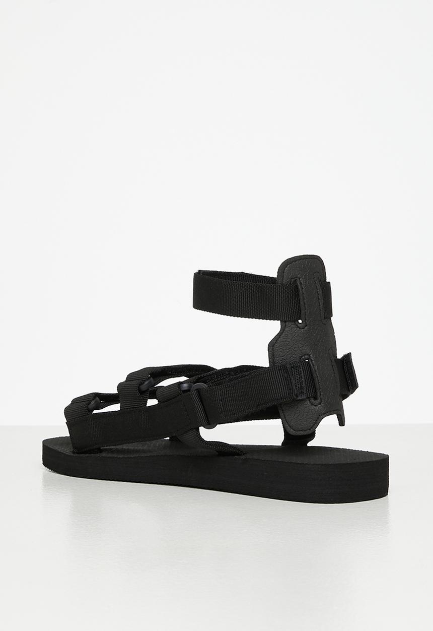 Tom Tom - Gladiator velcro strap sandal - black