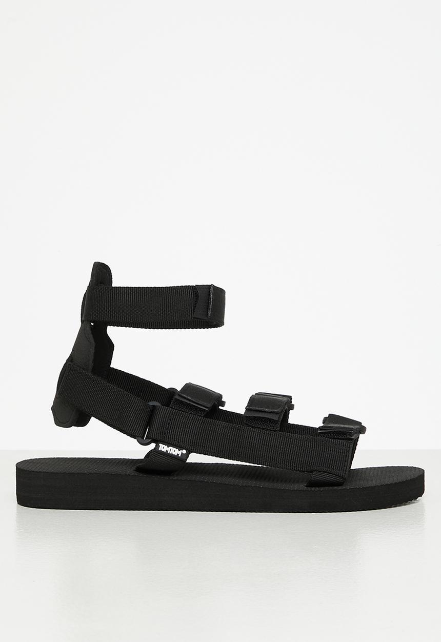 Tom Tom - Gladiator velcro strap sandal - black