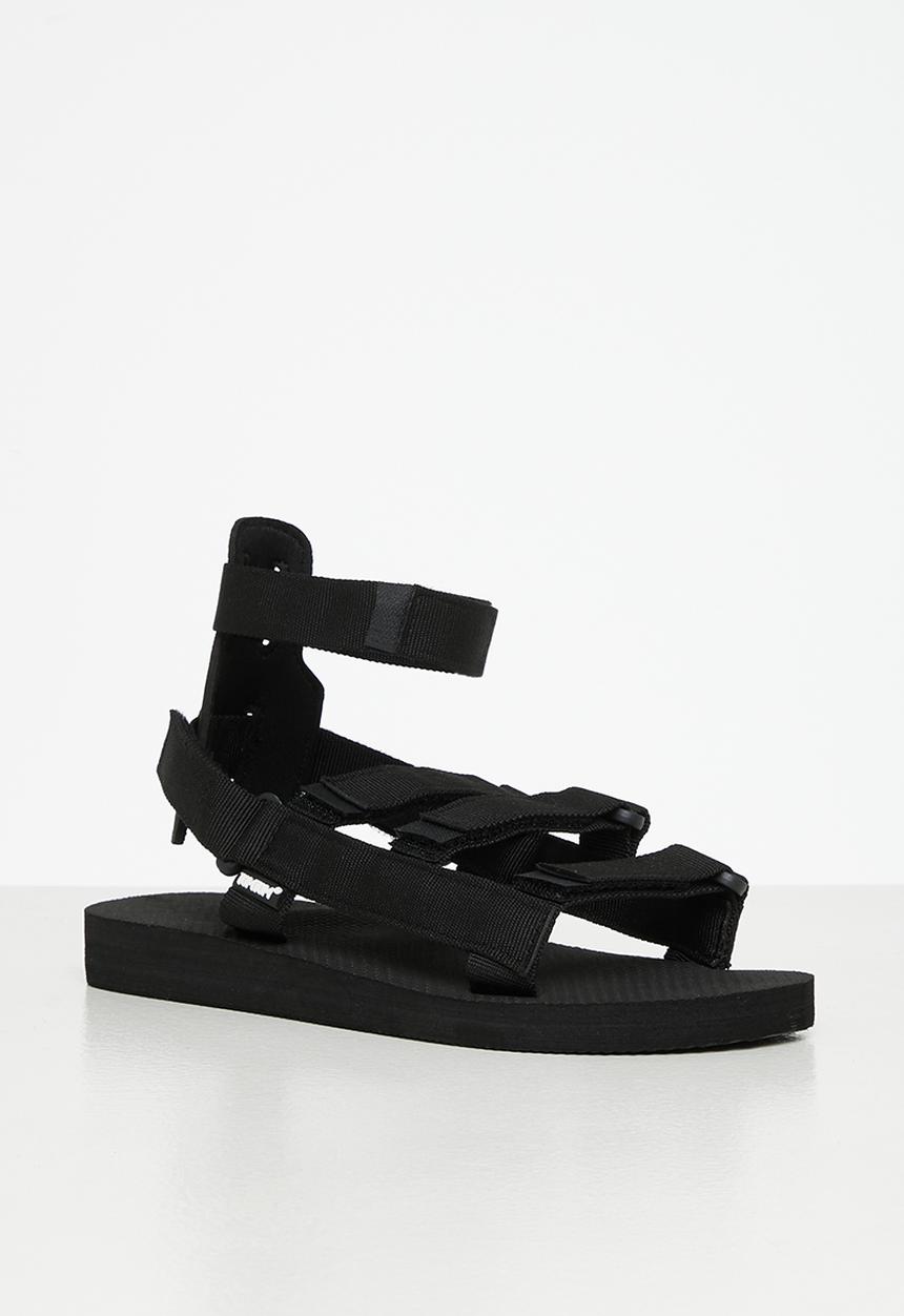 Tom Tom - Gladiator velcro strap sandal - black