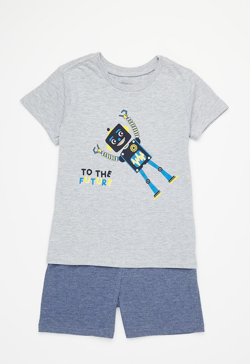 Superbalist - Boys summer pj set - grey & navy