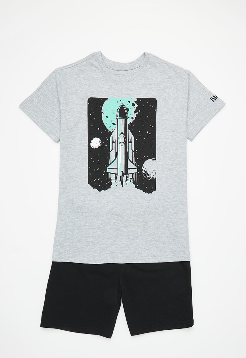 Superbalist - Nasa summer pj set - grey & black
