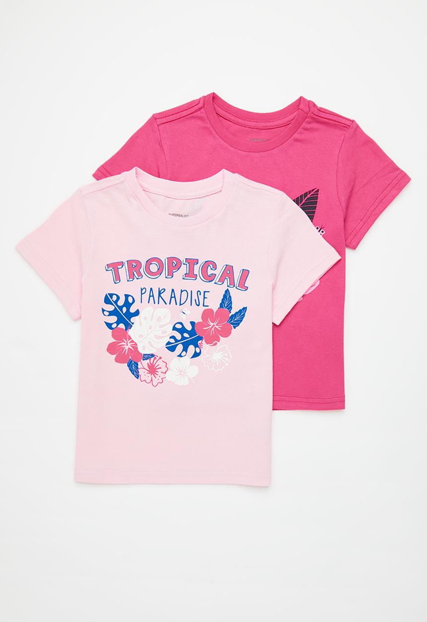 Superbalist - 2 Pack printed tees - light pink & cerise