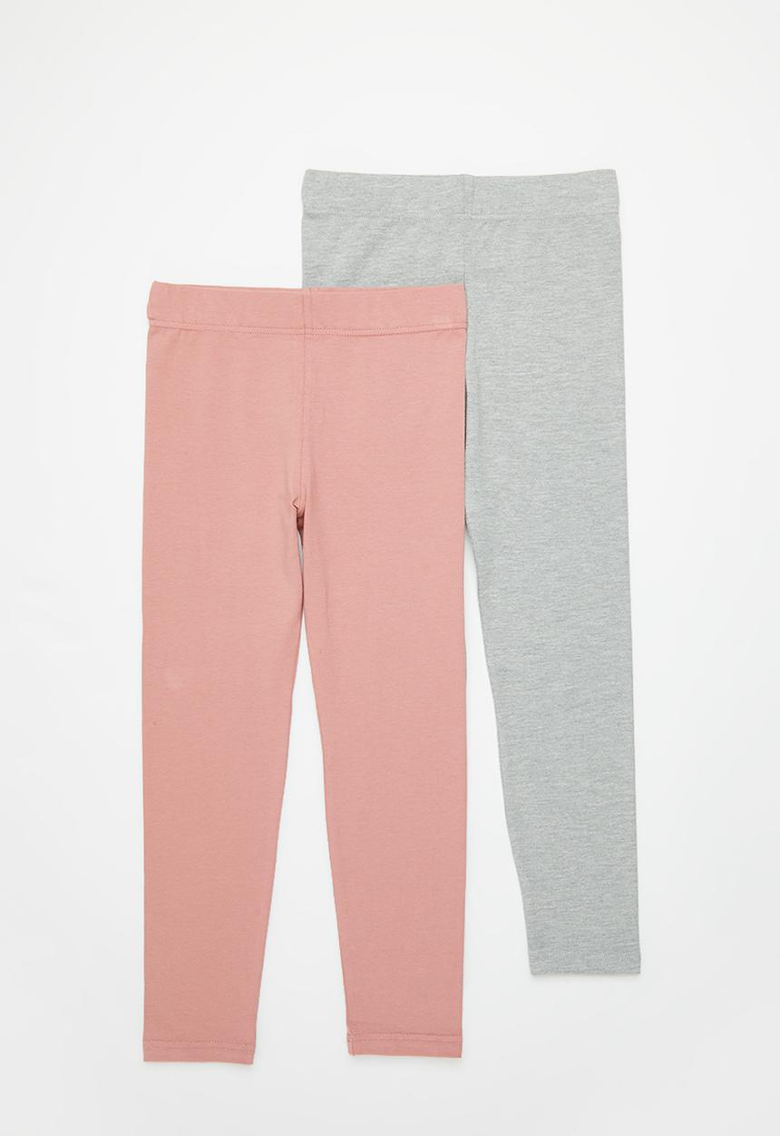 Superbalist - Girls 2 pack legging - grey mel & pink