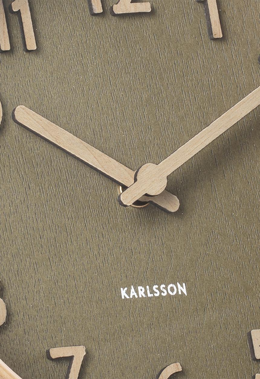 Present Time - Pure wood grain table clock - moss green