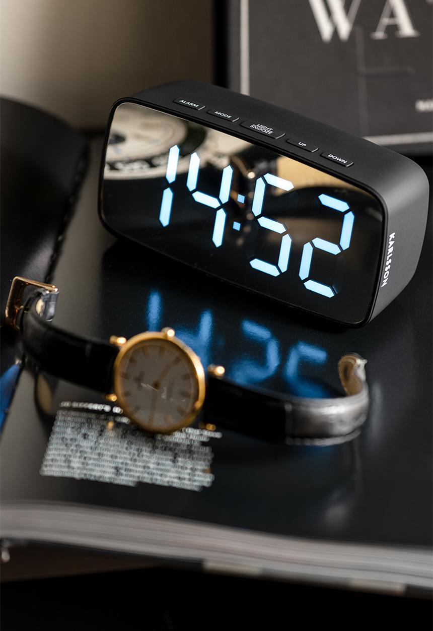 Present Time - Led mirror alarm clock - black